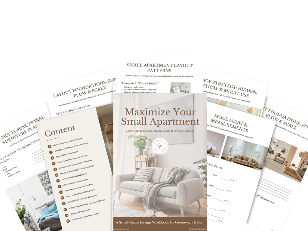 Interior Design Home Decor Planner & Workbook, Checklist for Small Apartment, Studio, Flat, House