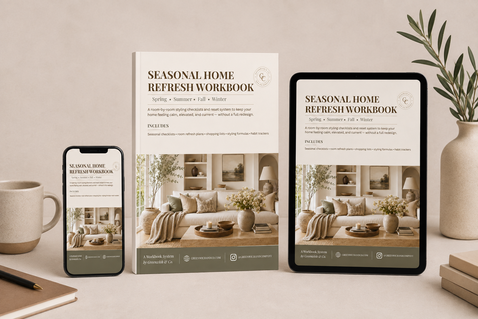 Seasonal Home Refresh Workbook: Spring, Summer, Fall & Winter Design Guide